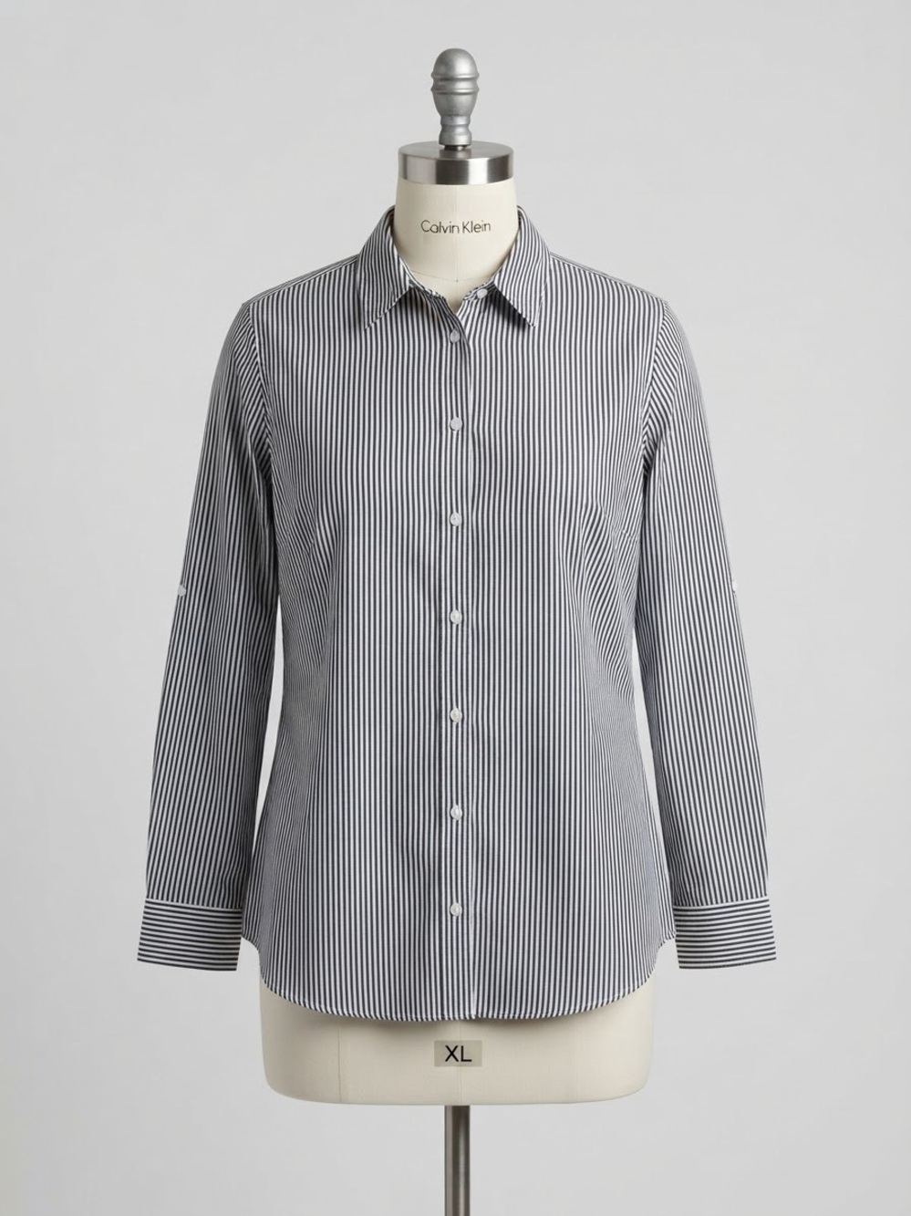 Calvin Klein Black and White Pinstripe Button-Down Shirt